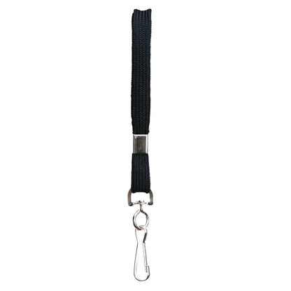 Flat Lanyard with J Hook, Black, Pack of 100