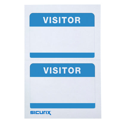 Visitor Adhesive Badges, Blue, 100 Per Pack, 3 Packs