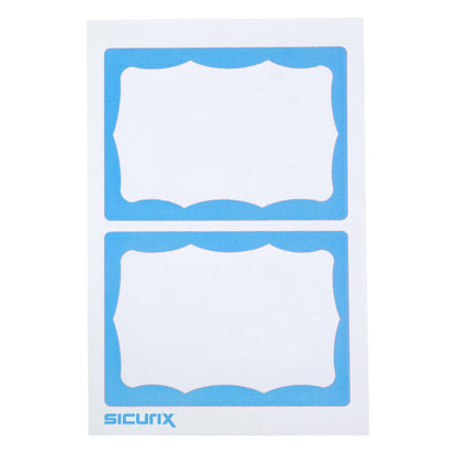 Adhesive Badges, Blue Border, 100 Per Pack, 6 Packs