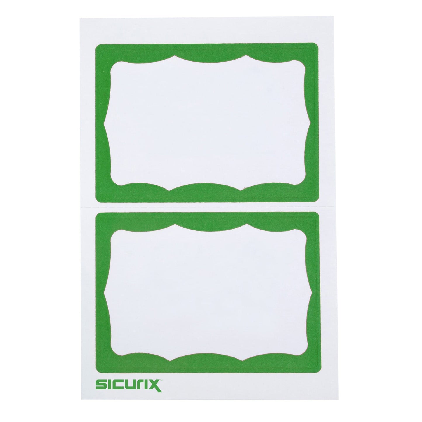 Adhesive Badges, Green Border, 100 Per Pack, 6 Packs