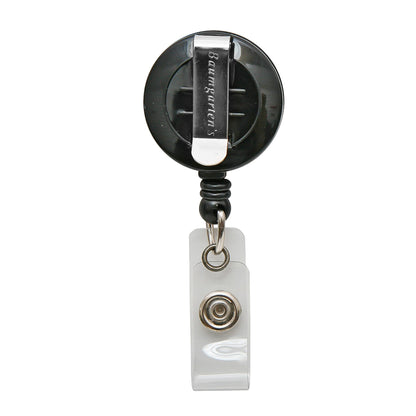 Standard Round ID Badge Reel with Belt Clip, Black, Pack of 6