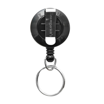 Standard Round ID Badge Reel with Belt Clip & Key Ring, Black, Pack of 6