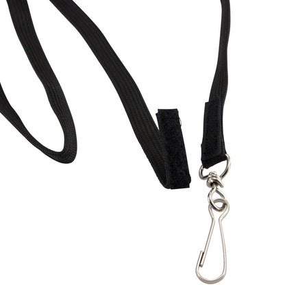 Hook & Loop Breakaway Safety Lanyard, Flat Style, Black, Pack of 12