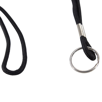 Standard Lanyard, Rope Style, Ring, Black, Pack of 24