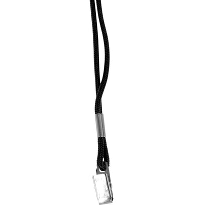 Standard Lanyard, Rope Style, Clip, Black, Pack of 24