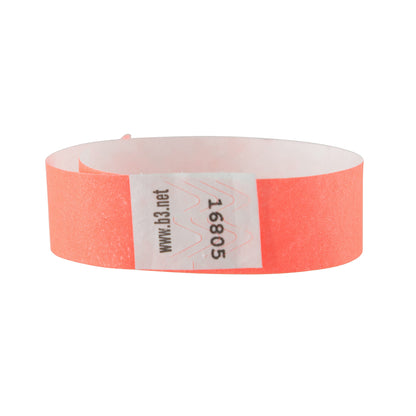 Sequentially Numbered Security Wristbands, 3/4", Orange, Pack of 100