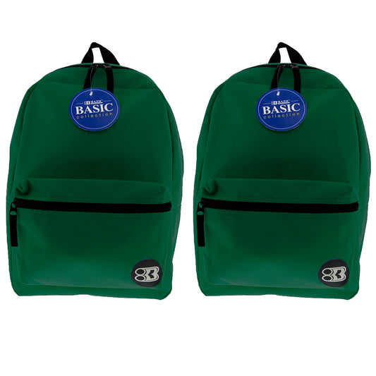 Basic Backpack, 16", Green, Pack of 2