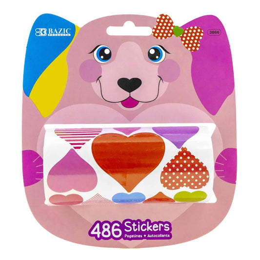 Heart Stickers, 486 Per Roll