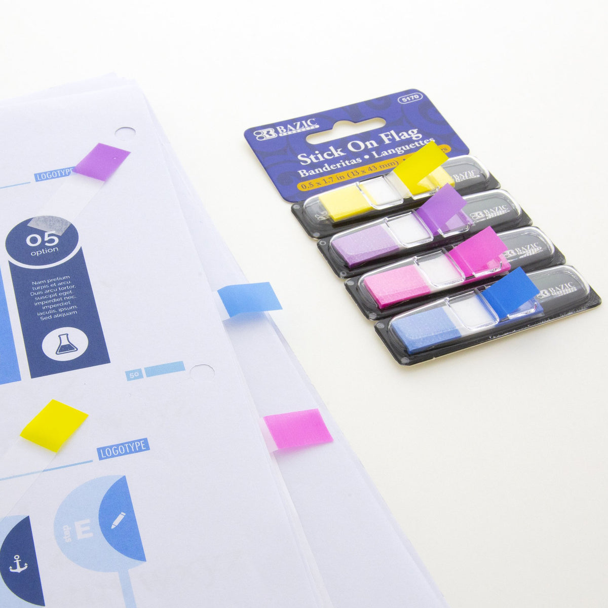 Assorted Neon Color Flags Neon Color Coding Flags with Dispenser, 30 ct., 4/Pack – Loomini