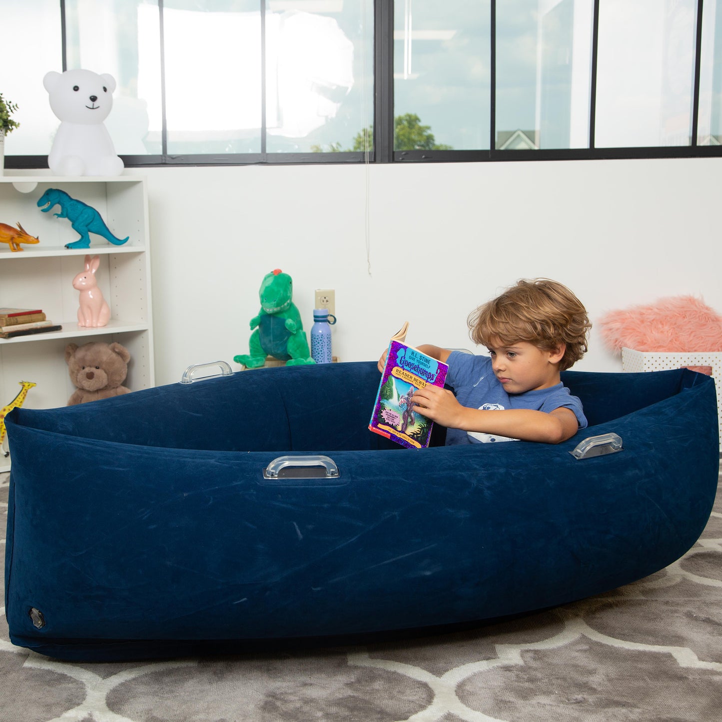 Comfy Hugging Peapod Sensory Pod, 60", Ages 6-12 Up to 3-5'1" Tall, Blue