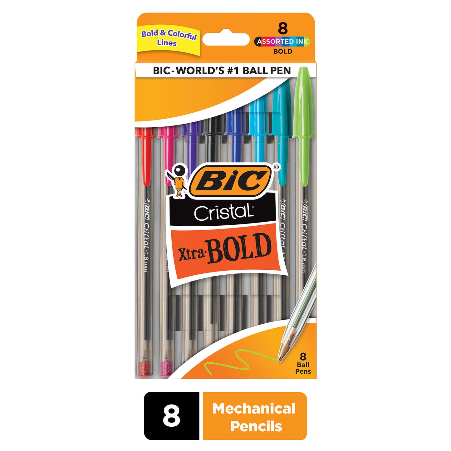 Cristal Xtra Bold Fashion Bold Point (1.6mm) 8 Per Pack, 6 Packs