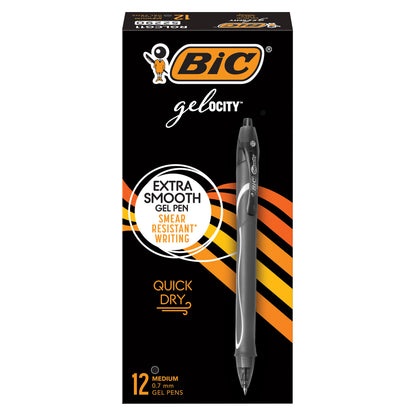 Gel-ocity® Quick Dry Retractable Gel Pens, Black, Pack of 12