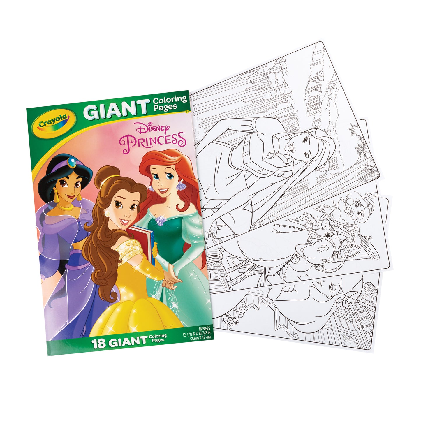 Giant Coloring Pages, 12" x 18", Princess, 18 Per Set, 4 Sets