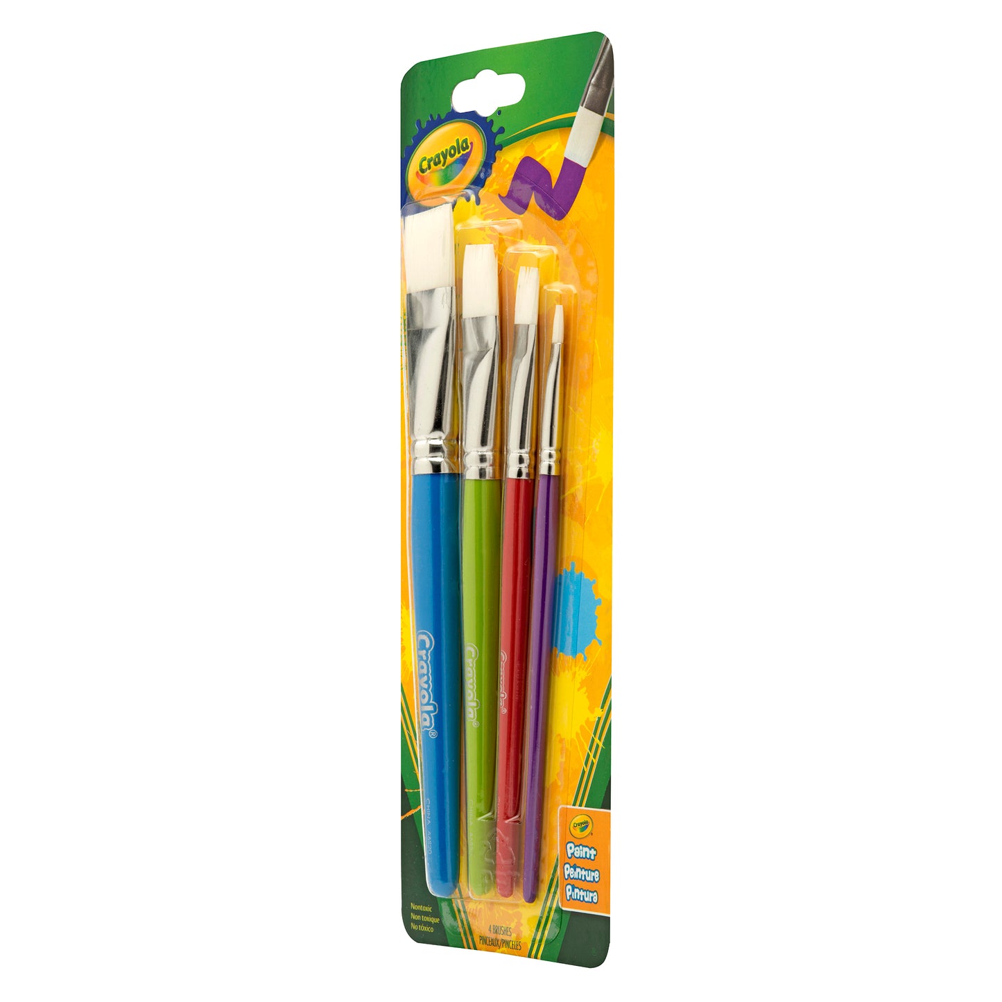 Big Paintbrush Set, Flat, 4 Per Pack, 4 Packs