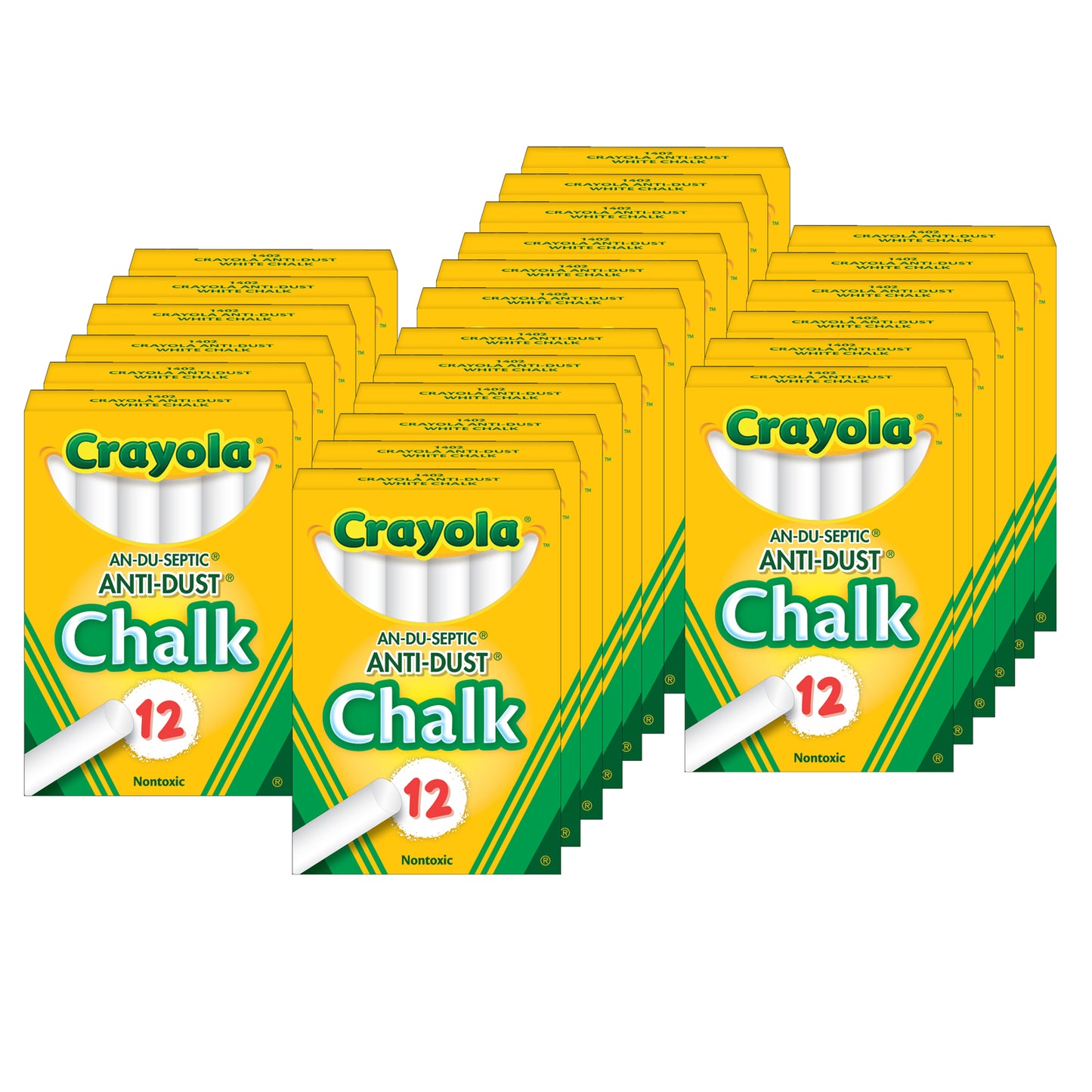 Anti-Dust® Chalk, White, 12 Sticks Per Box, 24 Boxes