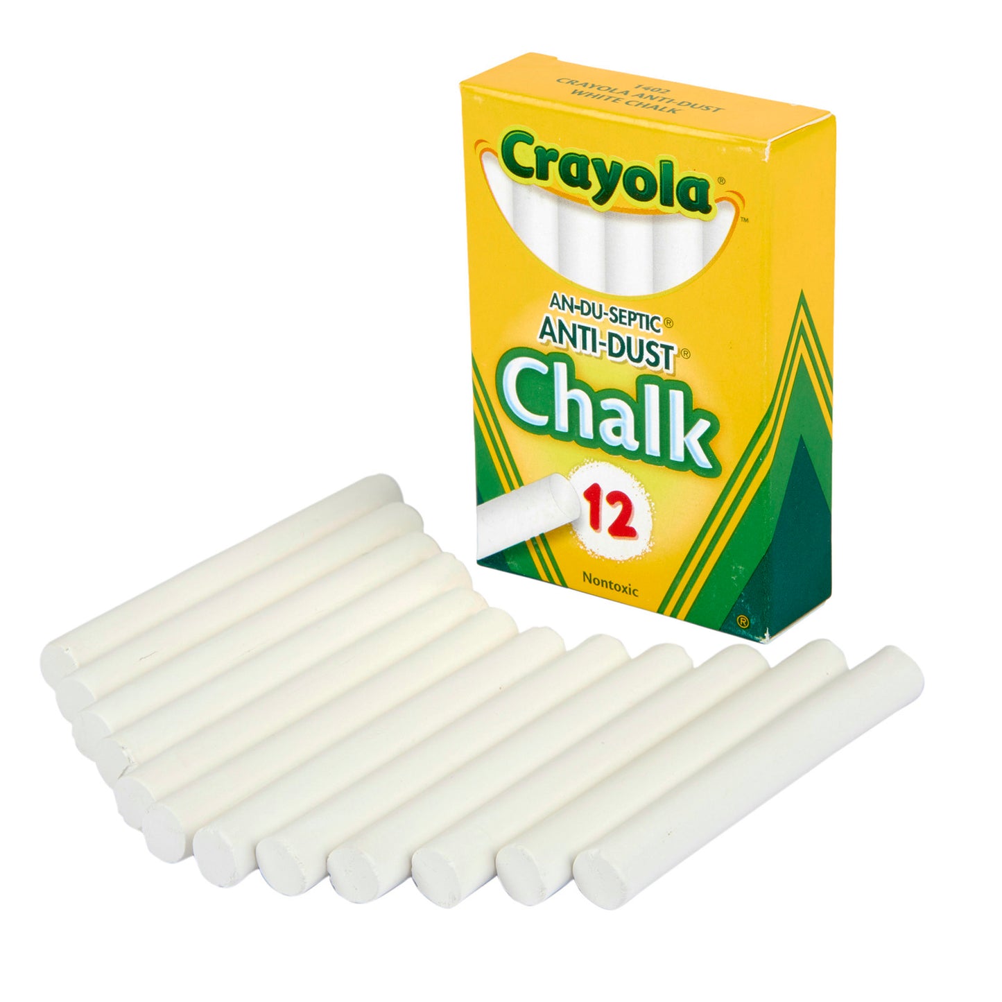 Anti-Dust® Chalk, White, 12 Sticks Per Box, 24 Boxes