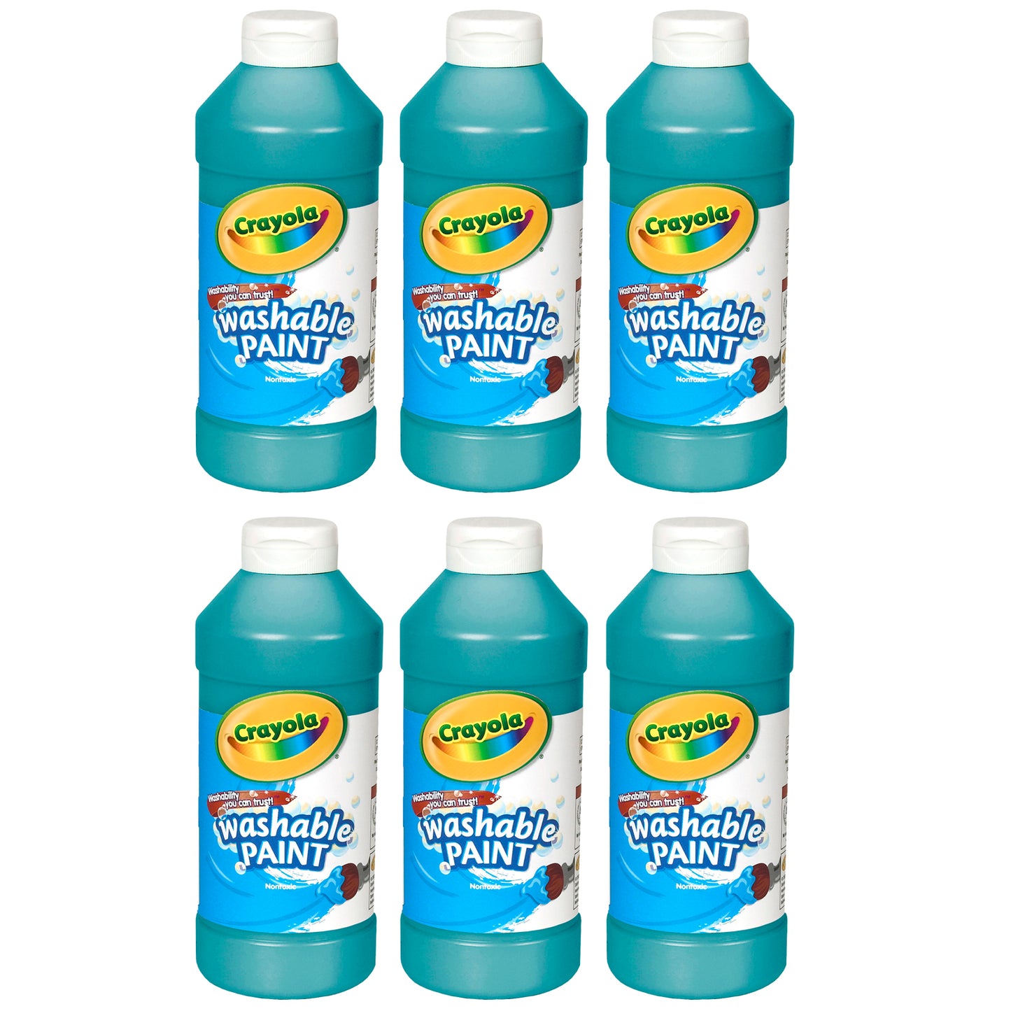 Washable Paint, Turquoise, 16 oz., Pack of 6