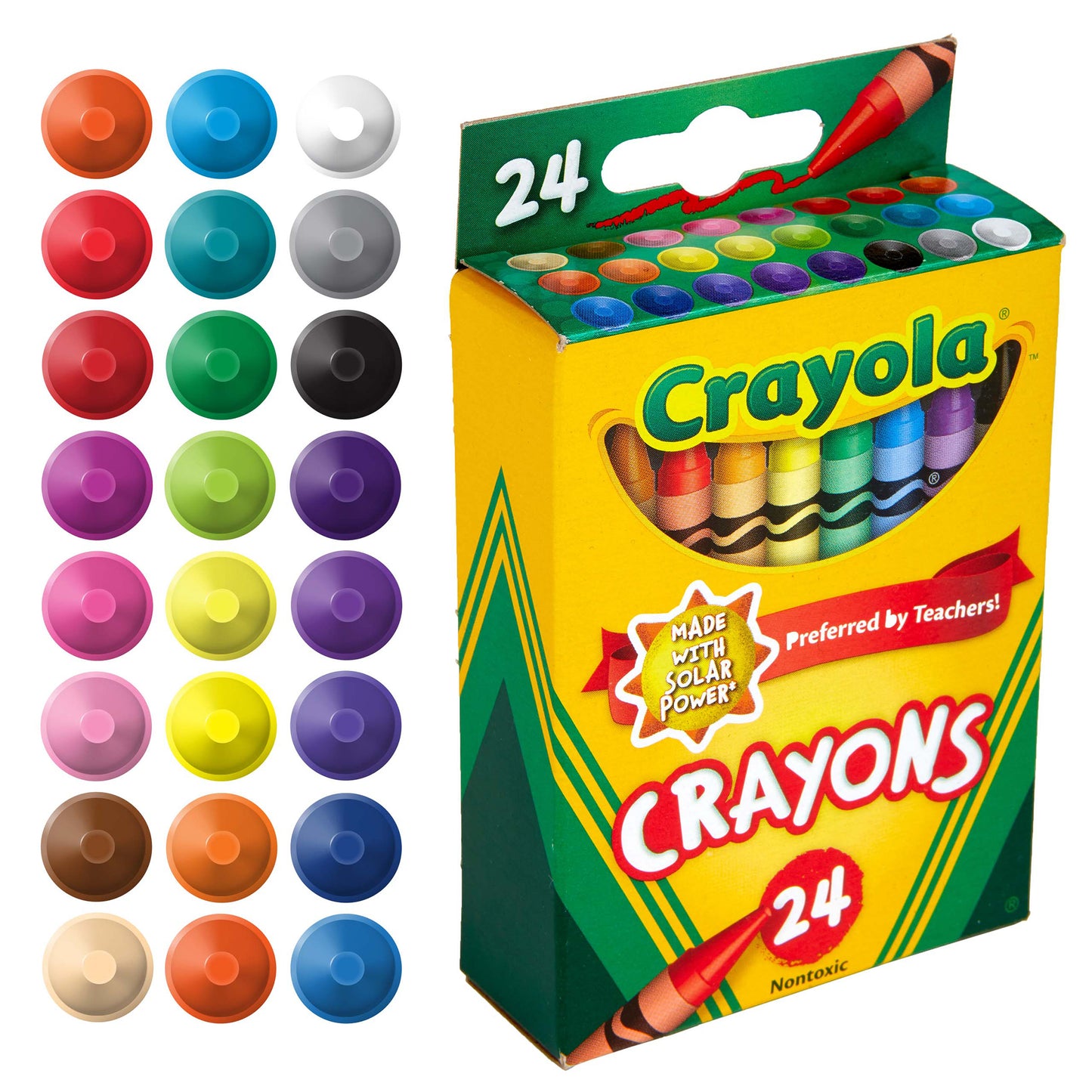 Crayons, Regular Size, 24 Colors Per Box, 12 Boxes