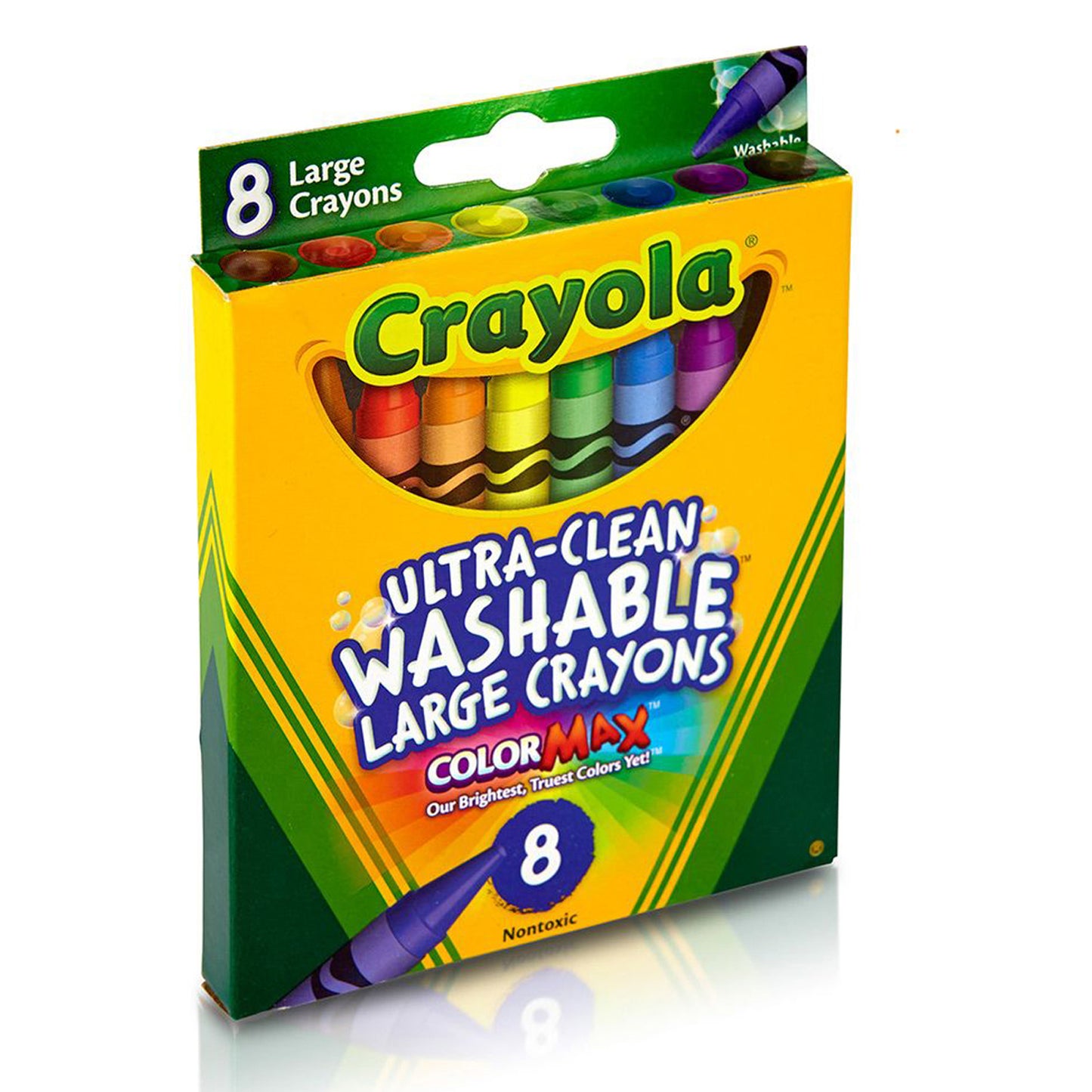 Crayola® Washable Crayons, Large Size, 8 colors per box, Set of 12 boxes