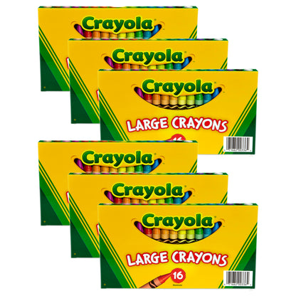 Large Crayons, Classic Colors, 16 Per Pack, 6 Packs