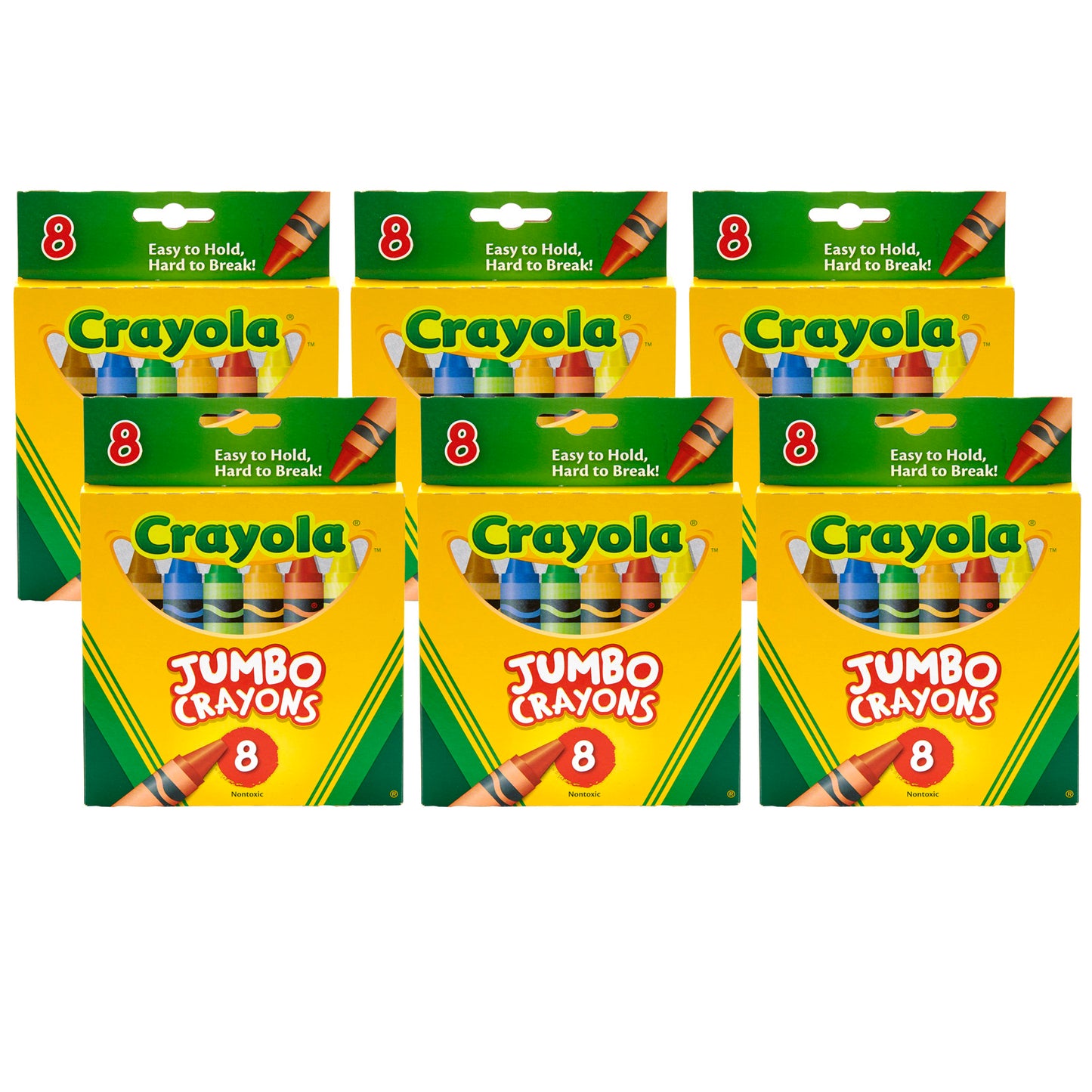 Jumbo Crayons, 8 Per Box, 6 Boxes