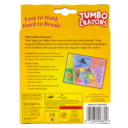 Jumbo Crayons, 8 Per Box, 6 Boxes