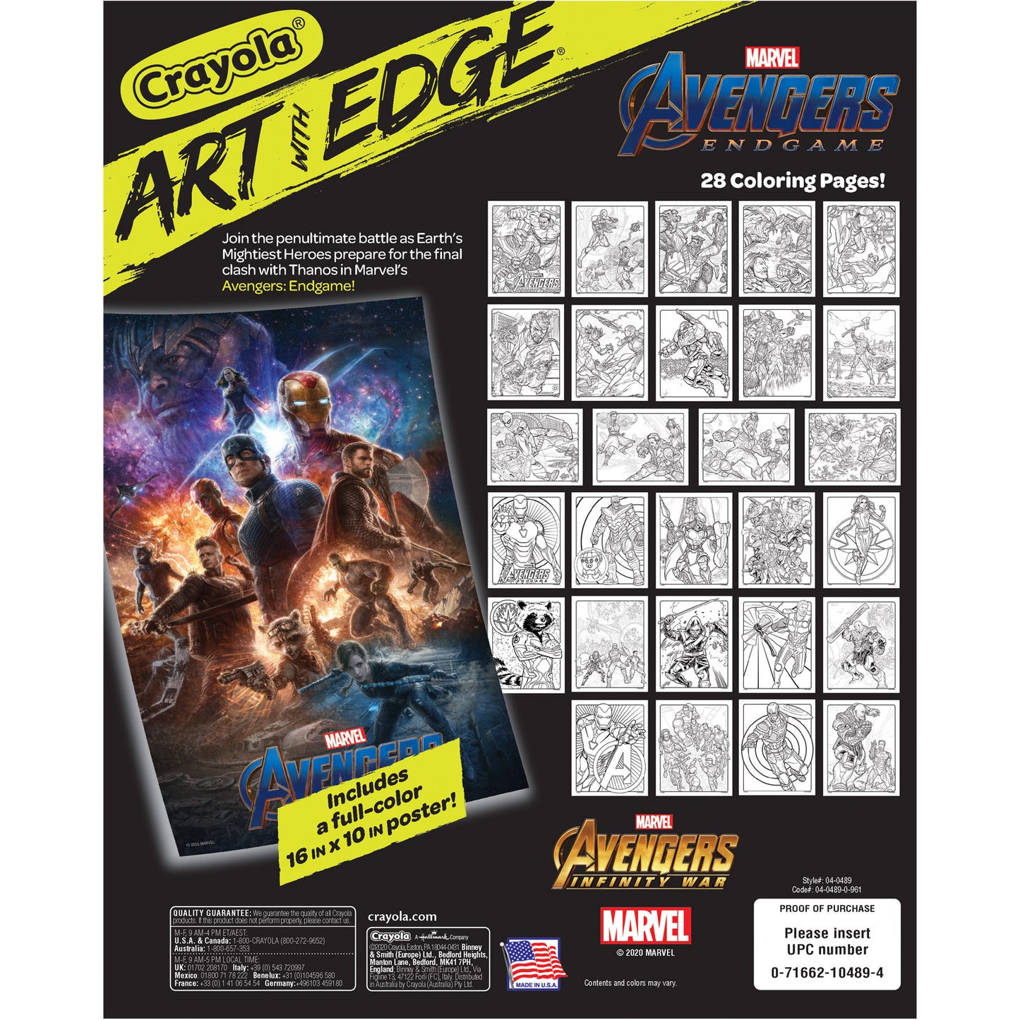 Art with Edge, Marvel Avengers Infinity Wars, 28 Coloring Pages + 1 Poster