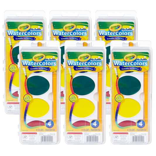 Crayola® Jumbo Washable Watercolor Set, 4 colors, 6 Sets