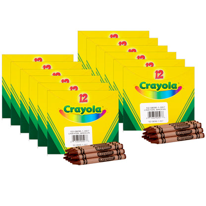 Crayola® Bulk Crayons, Brown, Regular Size, 12 per box, Set of 12 boxes