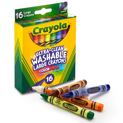 Large Ultra-Clean Washable Crayons, 16 Per Box, 6 Boxes