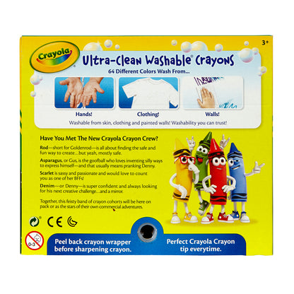 Ultra-Clean Washable Crayons, Regular Size, Pack of 64