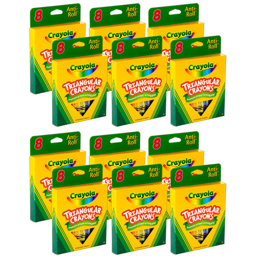 Crayola® Triangular Anti-Roll Crayons, 8 Per Box, 12 Boxes