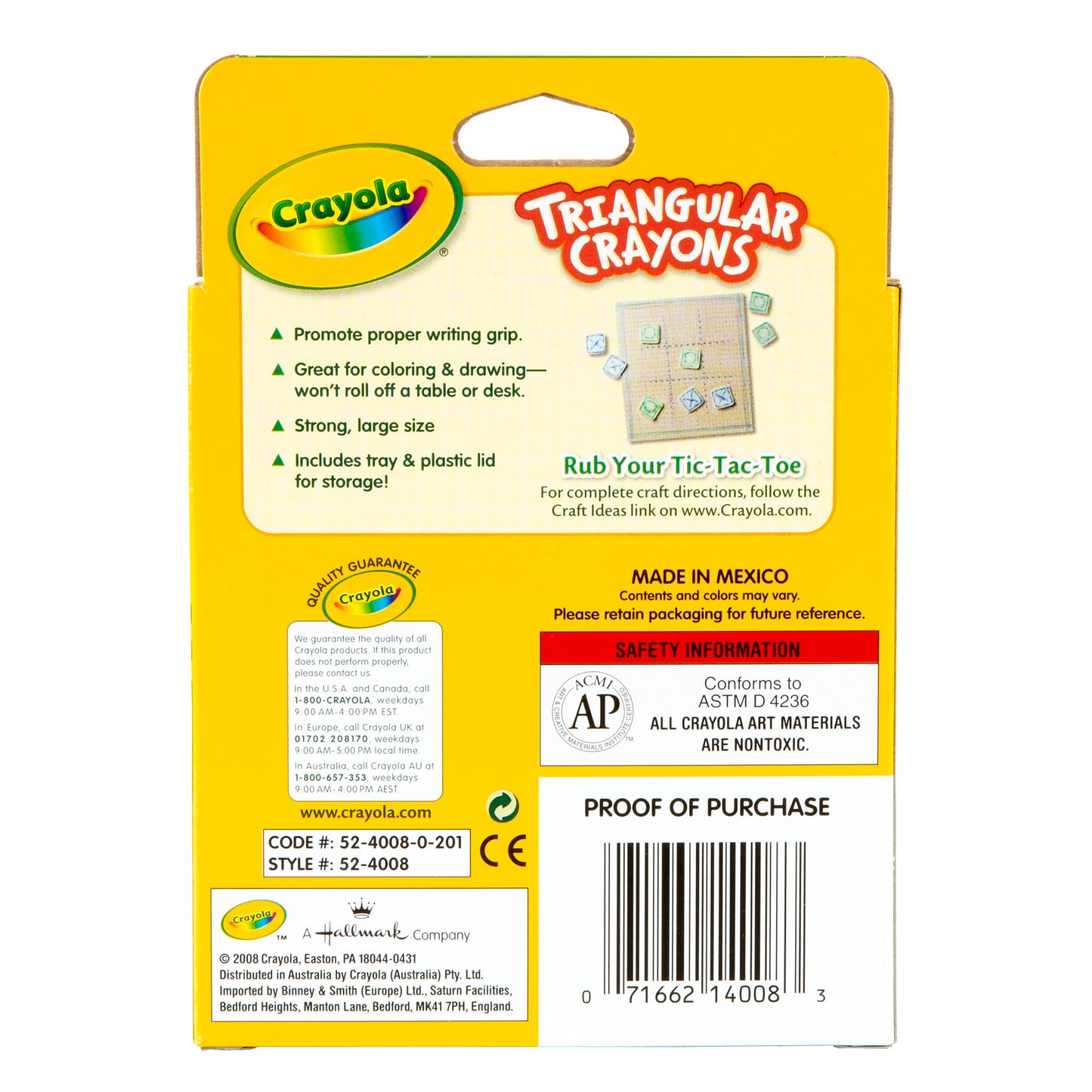 Crayola® Triangular Anti-Roll Crayons, 8 Per Box, 12 Boxes