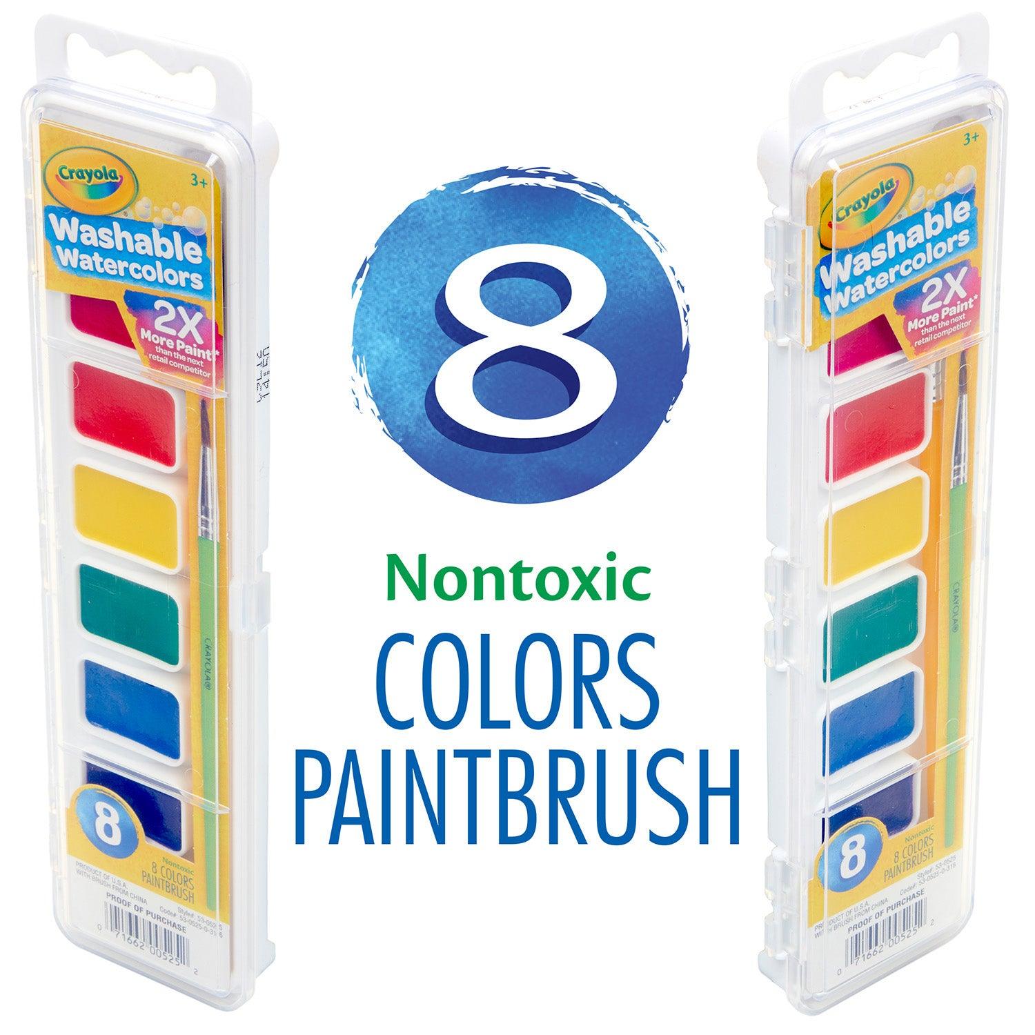 Semi-Moist Washable Watercolor Set, 8 Colors Per Set, 6 Sets - Loomini