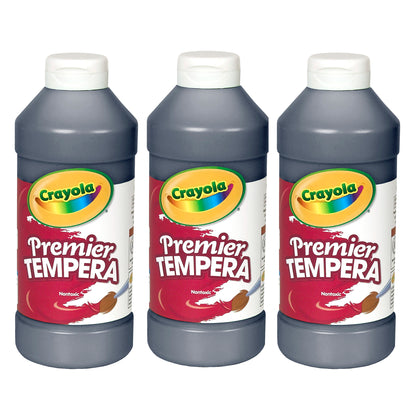 Premier Tempera Paint, 16 oz, Black, Pack of 3