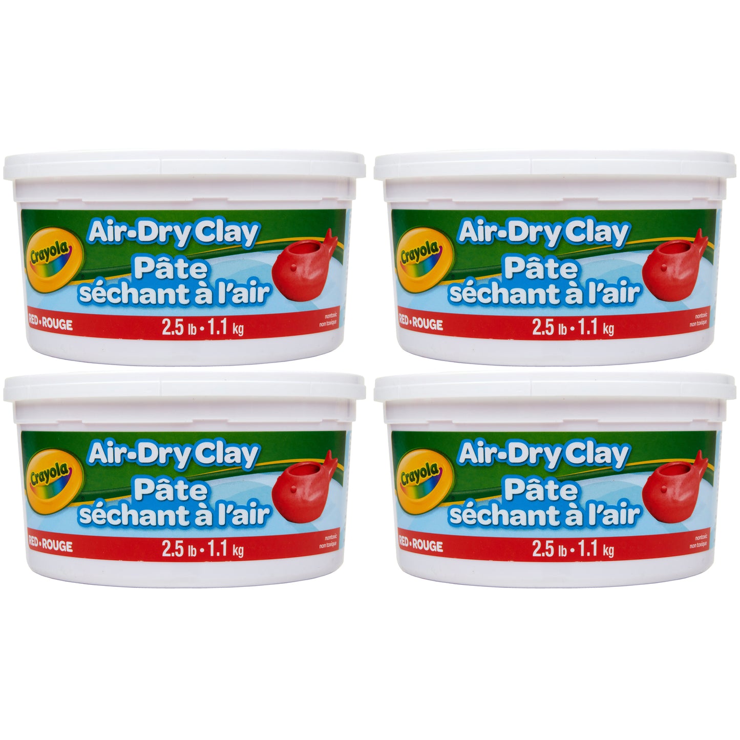 Air Dry Clay, 2.5lb Tub, Red, Pack of 4