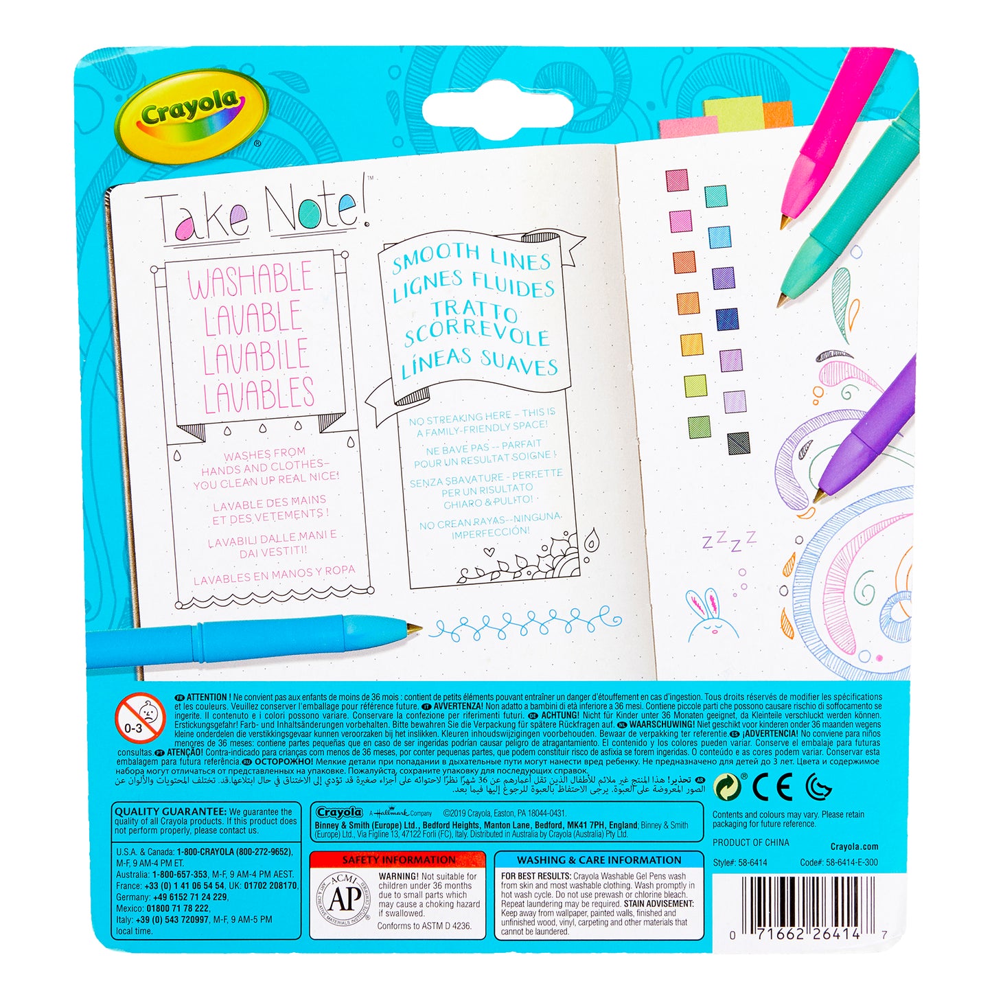 Take Note! Washable Gel Pens, 14 Per Pack, 2 Packs