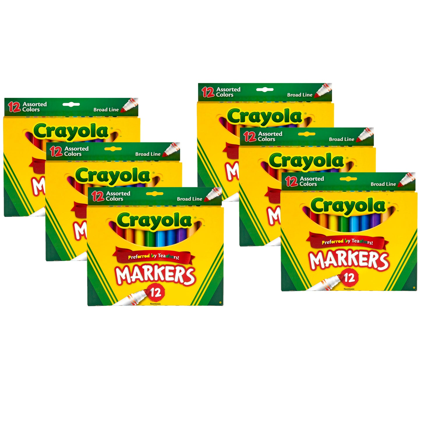 Crayola® Broad Line Markers, Assorted, 12 Per Box, 6 Boxes