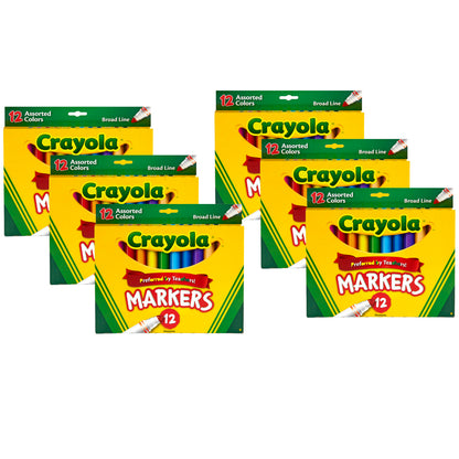 Crayola® Broad Line Markers, Assorted, 12 Per Box, 6 Boxes