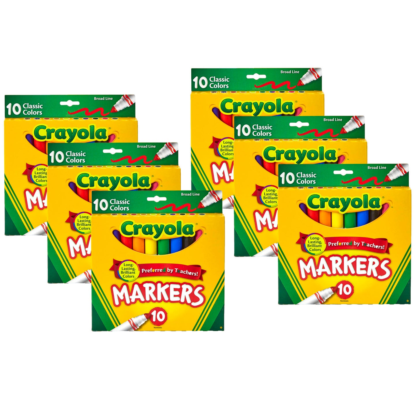 Crayola® Broad Line Markers, Classic Colors 10 ct. per box, Set of 6 boxes