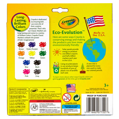 Crayola® Broad Line Markers, Classic Colors 10 ct. per box, Set of 6 boxes