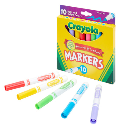 Broad Line Markers, Bold & Bright Colors, 10 Per Pack, 6 Packs