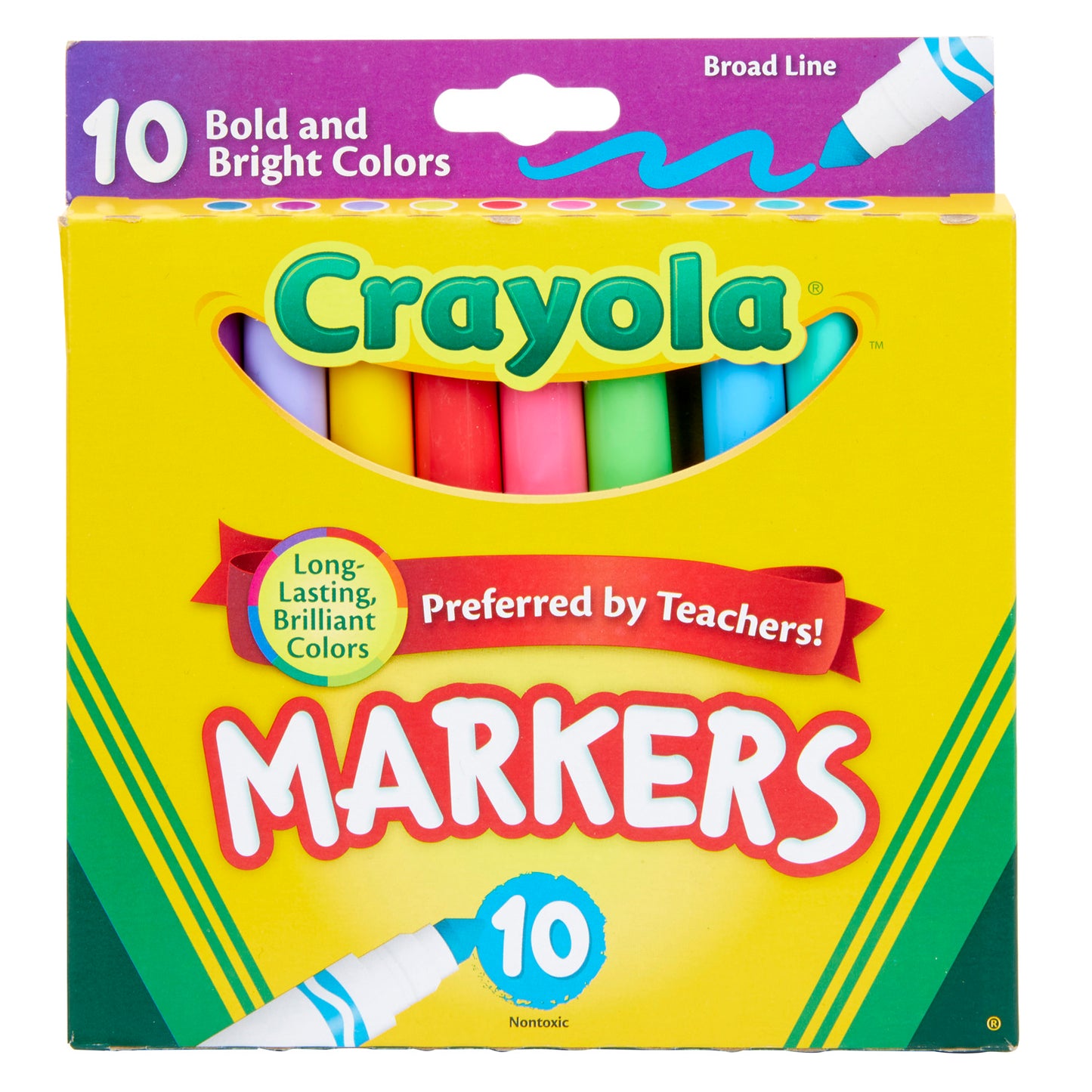 Broad Line Markers, Bold & Bright Colors, Pack of 10