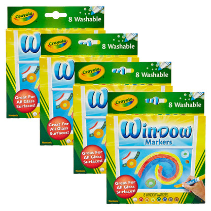 Crayola® Washable Window Markers, 8 colors per box, Set of 4 boxes