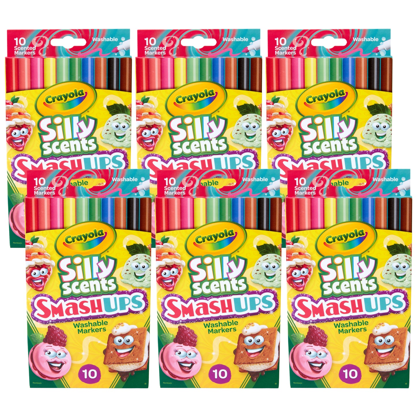 Silly Scents™ Smash Ups Slim Washable Scented Markers, 10 Per Pack, 6 Packs