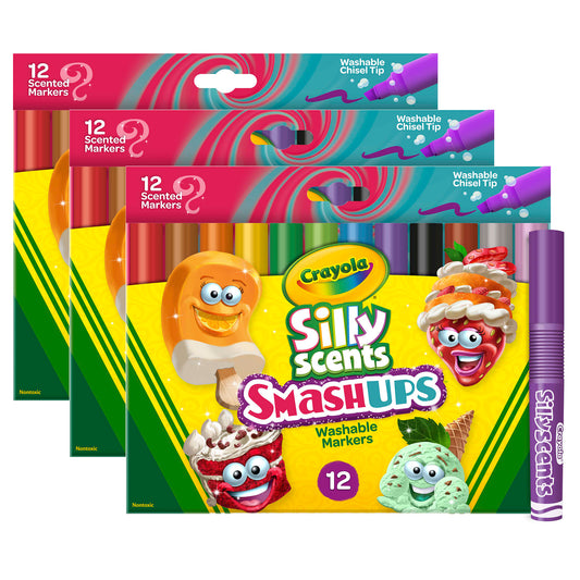 Wedge Tip Silly Scents™ Smash Ups Markers, 12 Per Pack, 3 Packs