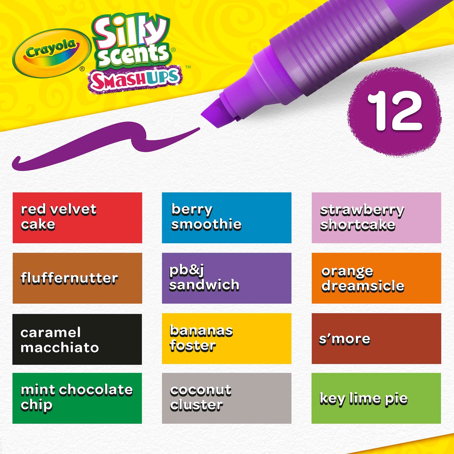 Wedge Tip Silly Scents™ Smash Ups Markers, 12 Per Pack, 3 Packs
