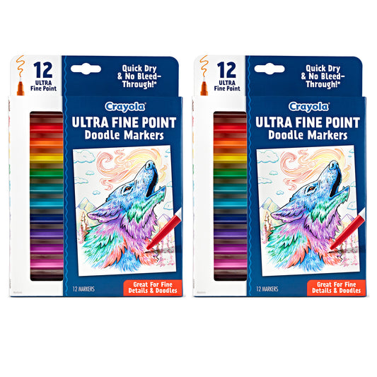 Doodle & Draw Ultra Fine Point Doodle Marker, 12 Per Pack, 2 Packs