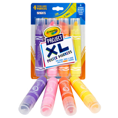 Project XL Poster Markers, Bold & Bright, 4 Per Pack, 3 Packs