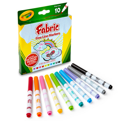 Crayola® Fine Line Fabric Markers, 10 colors per box, Set of 4 boxes